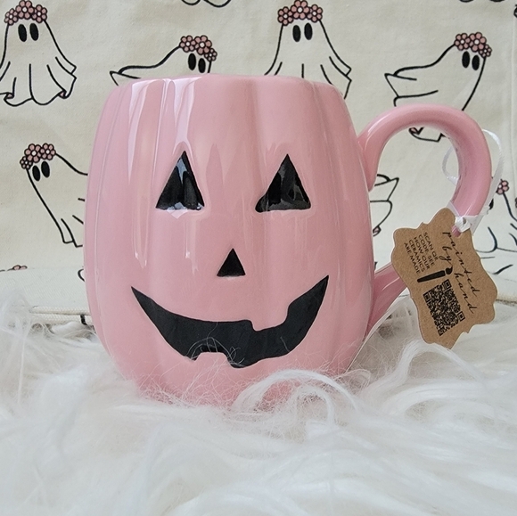 🎃 NWT Lang Pink Pumpkin Halloween Coffee Mug! 🎃 - Picture 2 of 5